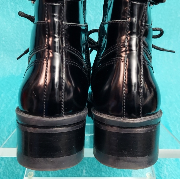 Marc Fisher Boots, Womens sz 6, Bristyn Black Patent Combat Lug Sole - Picture 8 of 11